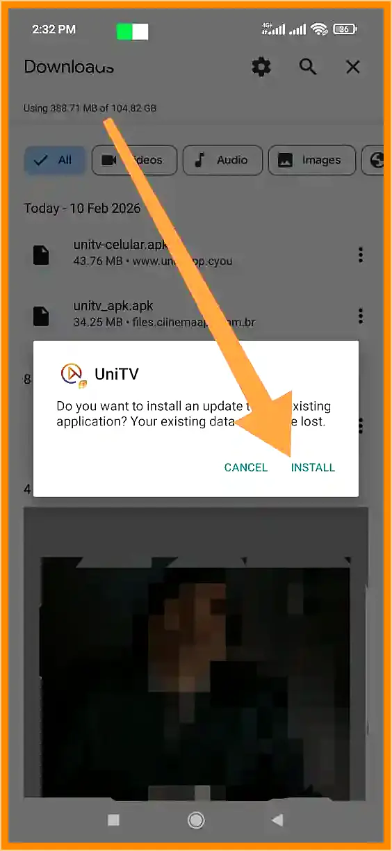 UniTV APK 2026: baixar para Android, TV Box e Fire Stick 13 Passo 3: Iniciar o processo de instalação