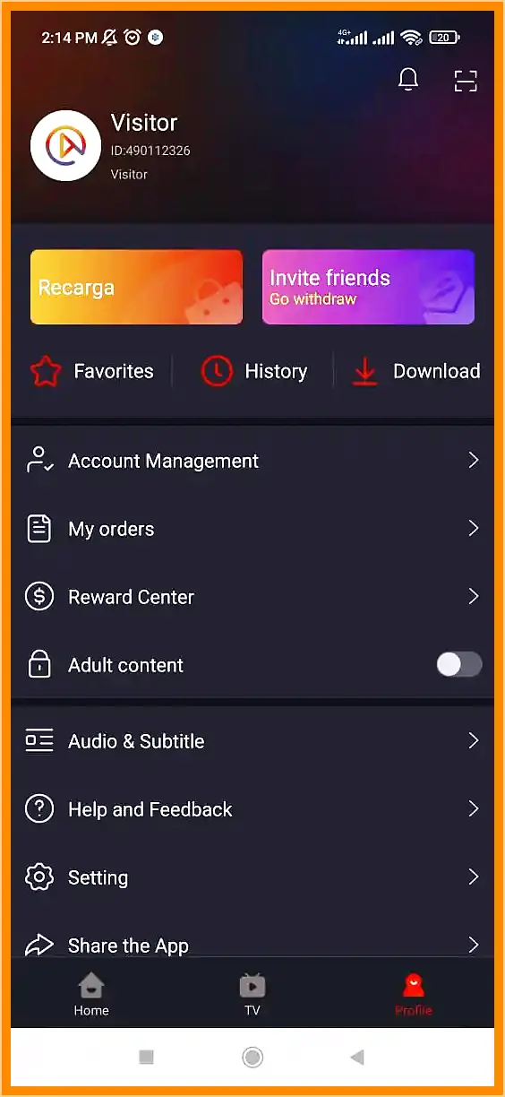 UniTV APK 2026: baixar para Android, TV Box e Fire Stick 3 Tela de perfil do UniTV